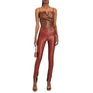 ALIX NYC Carlisle Vegan Leather Split Hem Pants in Paprika Size Small Designer